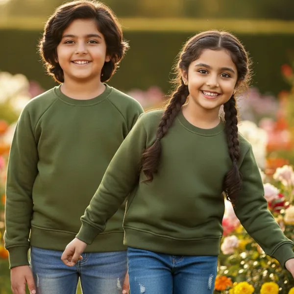 Military_Green_Fleece_Knit_Full_Sleeves_Plain_Sweatshirts_For_Kids