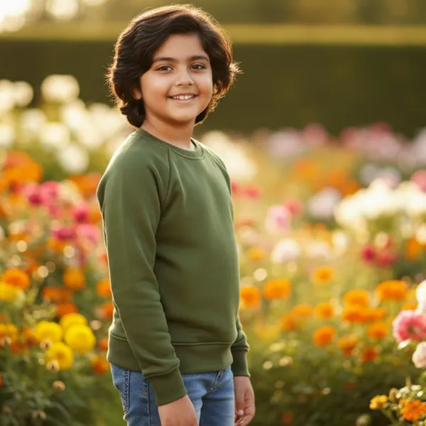 Military_Green_Fleece_Knit_Full_Sleeves_Plain_Sweatshirts_For_Kids