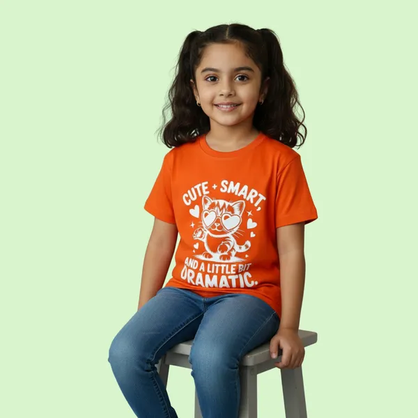 Orange_Stylist_Premium_Cotton_T-Shirt_With_Cute_Cat_Print_For_Girls