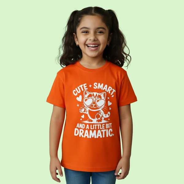 Orange_Stylist_Premium_Cotton_T-Shirt_With_Cute_Cat_Print_For_Girls