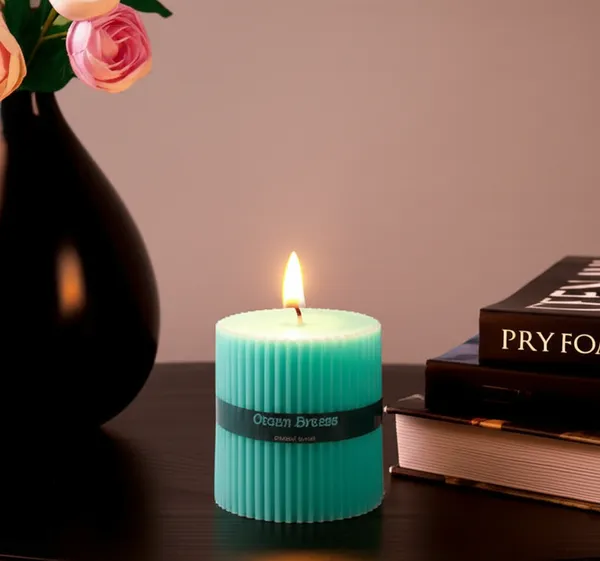Stone_&_Feather_Ocean_Breeze_Ribbed_Pillar_Candle,_Size-3x3_Inch,_Burn_Time-50-55_Hours_Each,_Suitable_for_Decoration,_Aromatherapy,_Home_Decoration,_and_Party_Decor.