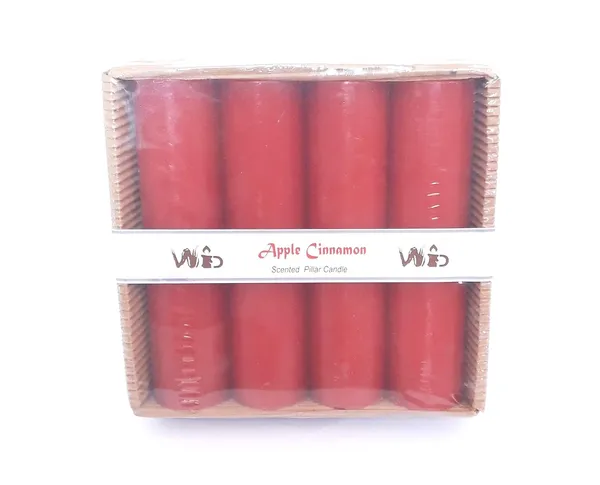 Pack_Of_4_Apple_Cinnamon_Scented_Paraffin_Wax_Cylindrical_Pillar_Candle_|_(18-20_Hr)_(6_Inch)