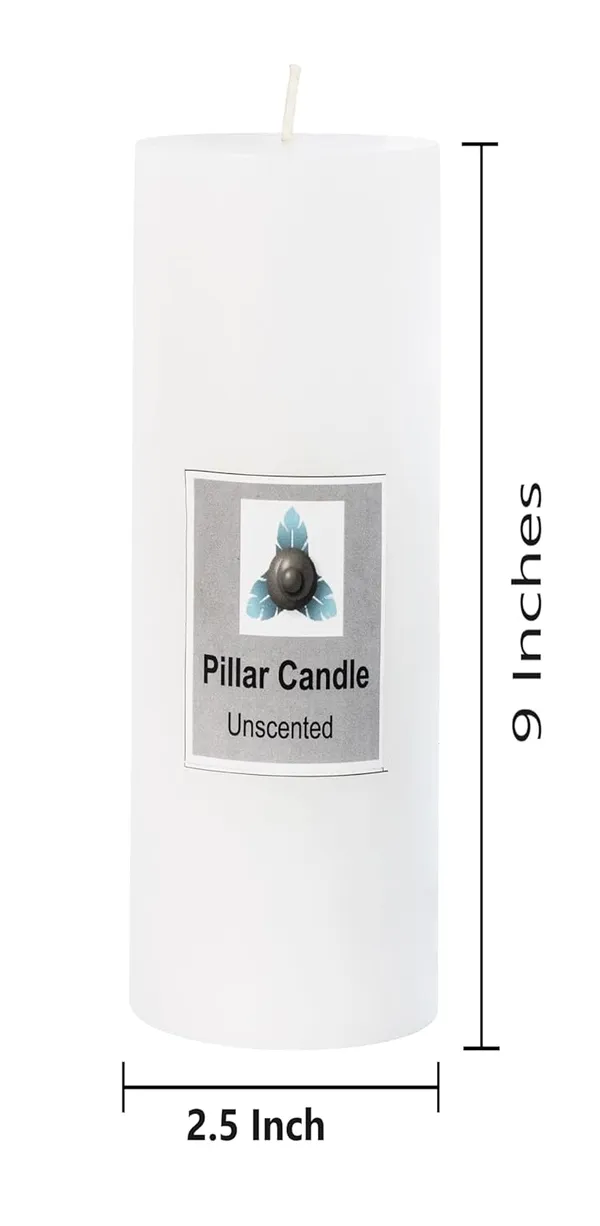 White_Unscented_Paraffin_Wax_Cyliderical_Candle_|_(120_Hr)_(2.5x9_Inch)
