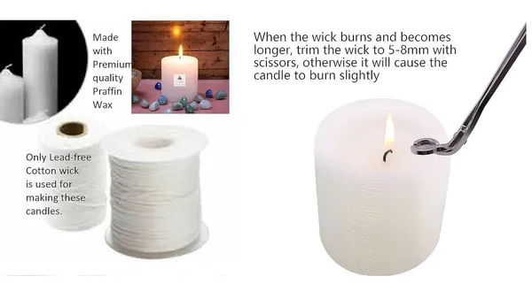 White_Unscented_Paraffin_Wax_Round_Candle_|_(150-160_Hr)_(3x9_Inch)