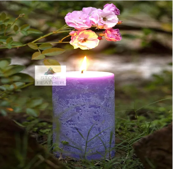Lavender_Scented_Paraffin_Wax_Round_Pillar_Candle_|_(75_Hr)_(3x4_Inch)