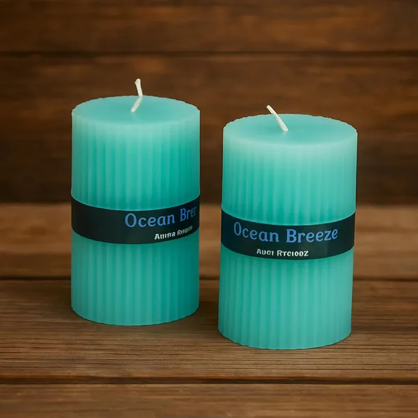 Stone_&_Feather_Ocean_Breeze_Ribbed_Pillar_Candle,_Size-2x3_Inch_(Set_of_2),_Burn_Time-20_Hours_Each,_Suitable_for_Decoration,_Aromatherapy,_Home_Decoration,_and_Party_Decor.