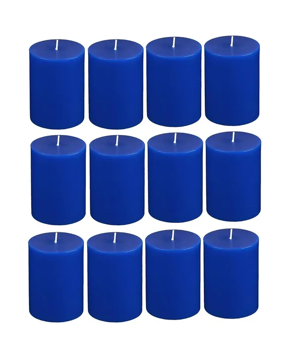 Pack_Of_12_Blue_Unscented_Paraffin_Wax_Cylindrical_Pillar_Candle_|_(8_Hr)_(1.5x2_Inch)