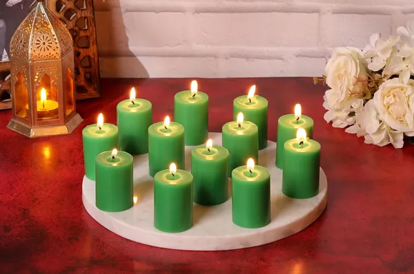 Pack_Of_12_Green_Unscented_Paraffin_Wax_Cylindrical_Pillar_Candle_|_(8_Hr)_(1.5x2_Inch)