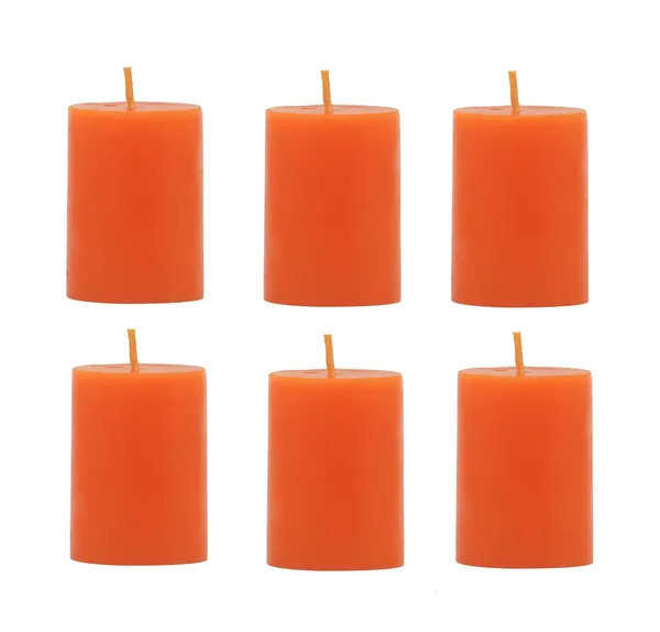 Pack_Of_6_Orange_Unscented_Paraffin_Wax_Round_Pillar_Candle_|_(8_Hr)_(1.5x2_Inch)