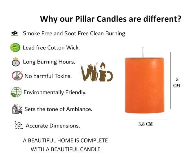 Pack_Of_12_Orange_Unscented_Paraffin_Wax_Cylindrical_Pillar_Candle_|_(8_Hr)_(1.5x2_Inch)