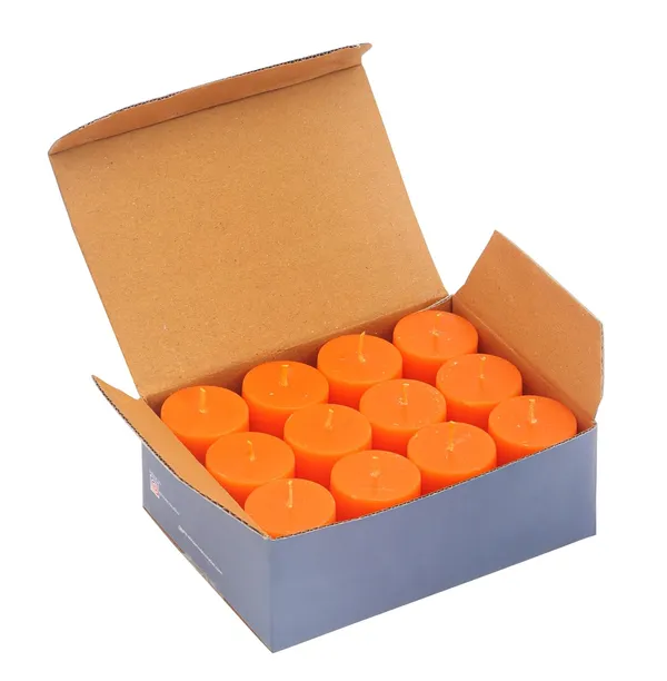 Pack_Of_12_Orange_Unscented_Paraffin_Wax_Cylindrical_Pillar_Candle_|_(8_Hr)_(1.5x2_Inch)