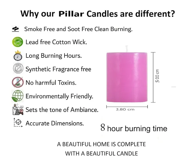 Pack_Of_6_Pink_Unscented_Paraffin_Wax_Round_Pillar_Candle_|_(8_Hr)_(1.5x2_Inch)