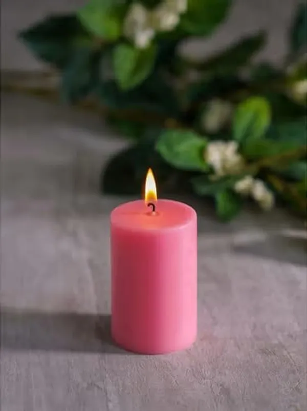 Pack_Of_6_Pink_Unscented_Paraffin_Wax_Round_Pillar_Candle_|_(8_Hr)_(1.5x2_Inch)