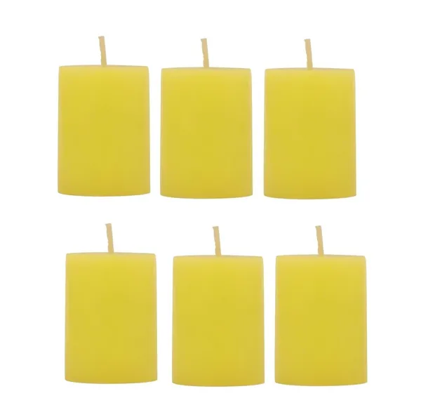 Pack_Of_6_Yellow_Unscented_Paraffin_Wax_Round_Pillar_Candle_|_(8_Hr)_(1.5x2_Inch)