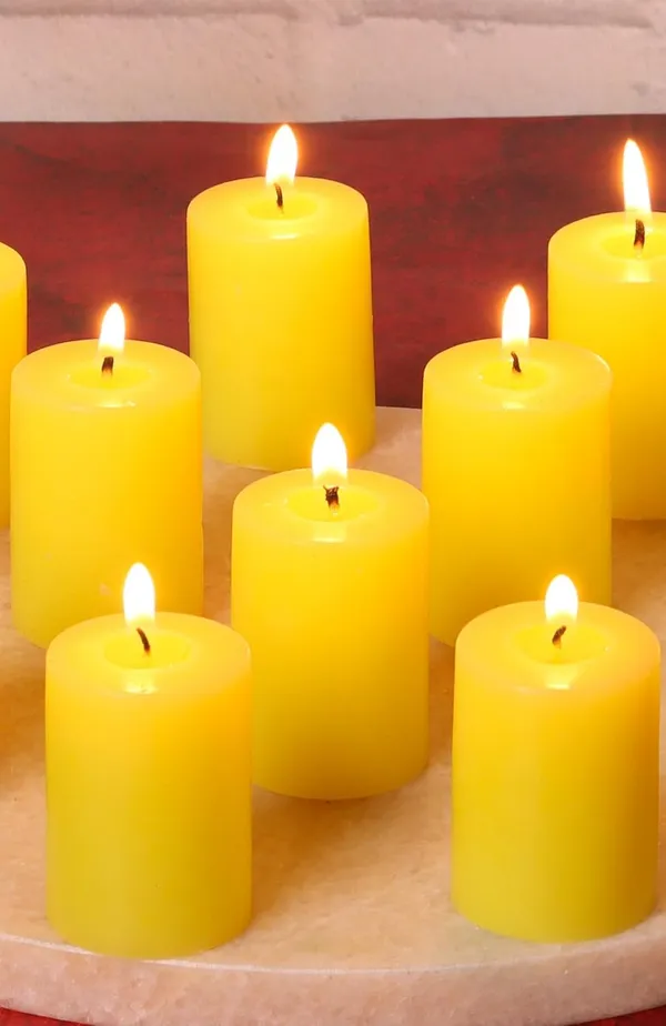 Pack_Of_6_Yellow_Unscented_Paraffin_Wax_Round_Pillar_Candle_|_(8_Hr)_(1.5x2_Inch)