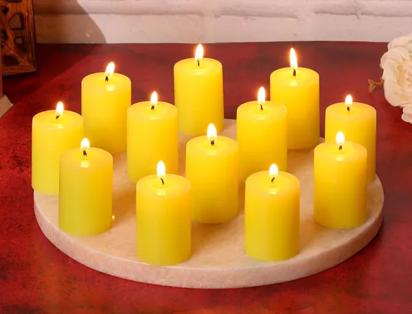 Pack_Of_12_Yellow_Unscented_Paraffin_Wax_Cylindrical_Pillar_Candle_|_(8_Hr)_(1.5x2_Inch)