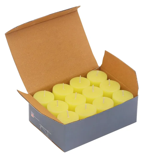 Pack_Of_12_Yellow_Unscented_Paraffin_Wax_Cylindrical_Pillar_Candle_|_(8_Hr)_(1.5x2_Inch)