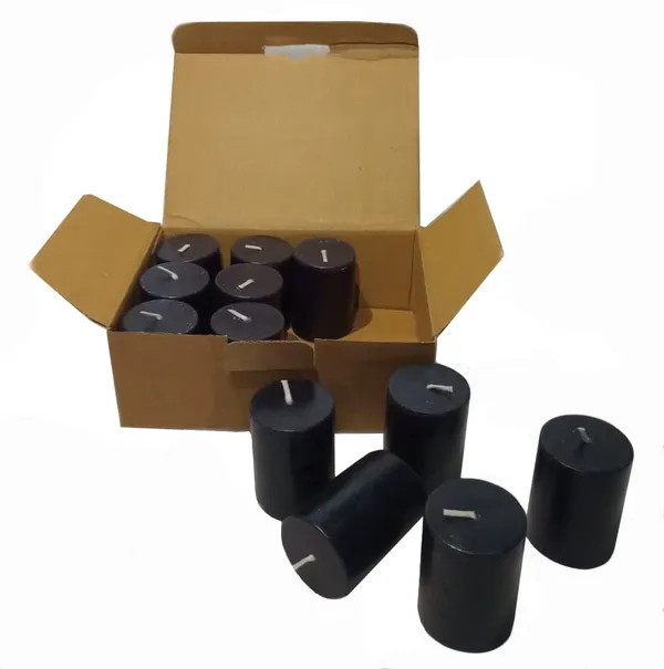 Pack_Of_12_Black_Unscented_Paraffin_Wax_Cylindrical_Pillar_Candle
