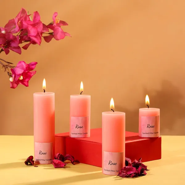 Pack_Of_4_Rose_Scented_Paraffin_Wax_Pillar_Candle