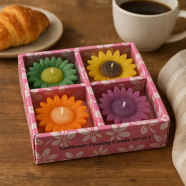Stone_&_Feather_Sunflower_Floater_Candle,_Pack_of_4,_for_Decoration,_Diwali,_Home_D�cor
