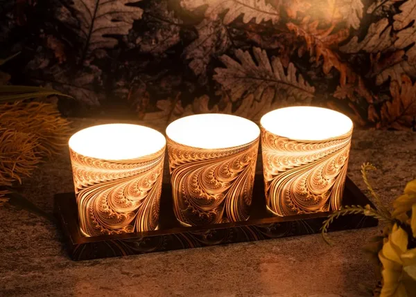 Multicolor_Wood_&_Glass_Tealight_Candle_Holder_With_Tray_Set