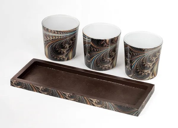 Multicolor_Wood_&_Glass_Tealight_Candle_Holder_With_Tray_Set