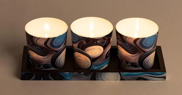 Tropical_Blue_Wood_&_Glass_Tealight_Candle_Holder_With_Tray_Set