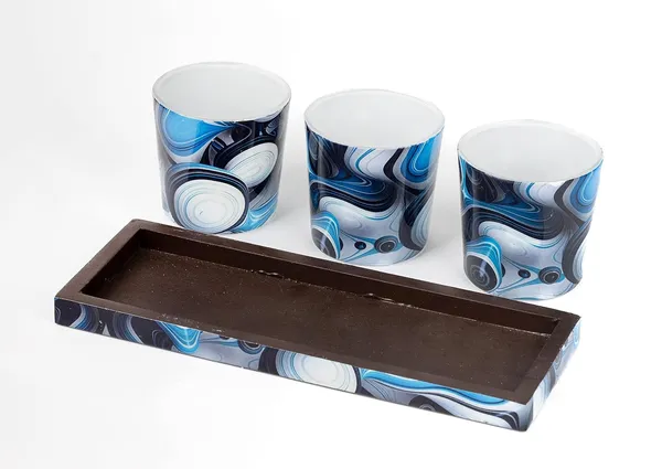 Tropical_Blue_Wood_&_Glass_Tealight_Candle_Holder_With_Tray_Set