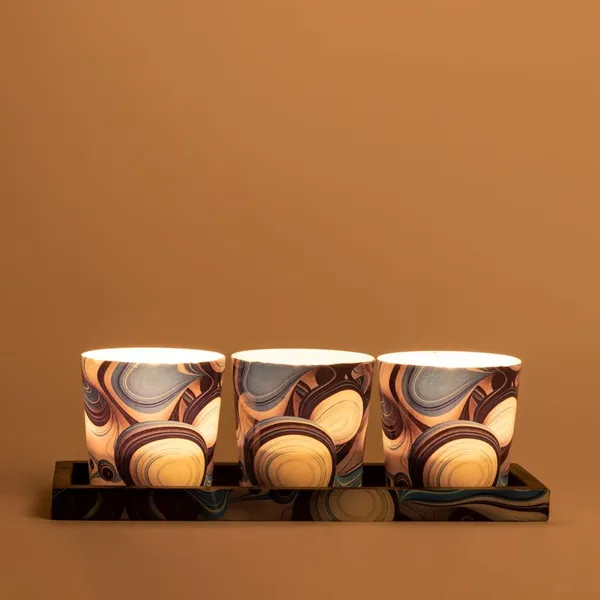 Tropical_Blue_Wood_&_Glass_Tealight_Candle_Holder_With_Tray_Set