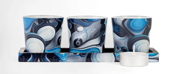 Tropical_Blue_Wood_&_Glass_Tealight_Candle_Holder_With_Tray_Set