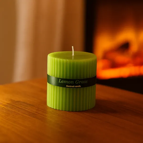 Stone_&_Feather_Lemon_Grass_Ribbed_Pillar_Candle,_Size-3x3_Inch,_Burn_Time-50-55_Hours_Each,_Suitable_for_Decoration,_Aromatherapy,_Home_Decoration,_and_Party_Decor.