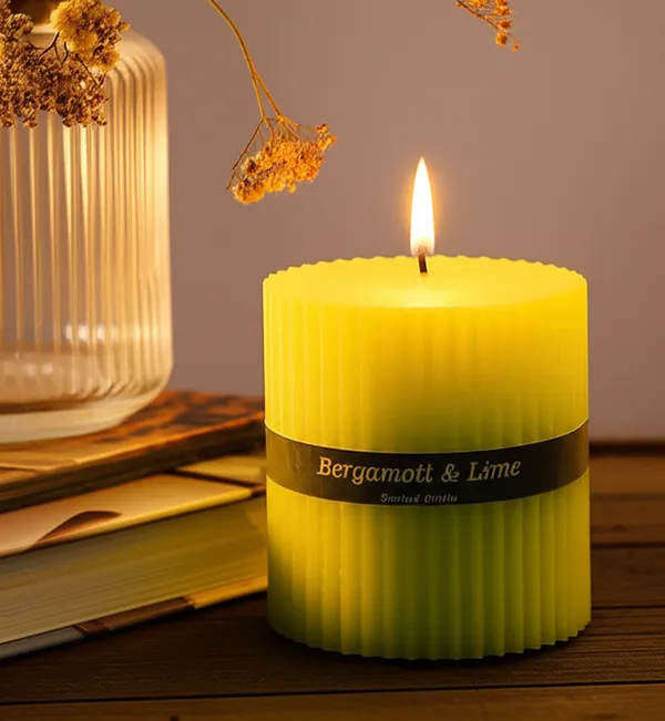 Stone_&_Feather_Bergamot_Lime_Ribbed_Pillar_Candle,_Size-3x3_Inch,_Burn_Time-50-55_Hours_Each,_Suitable_for_Decoration,_Aromatherapy,_Home_Decoration,_and_Party_Decor.