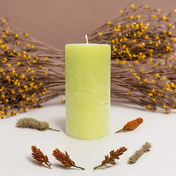 Lemon_Grass_Scented_Paraffin_Wax_Round_Pillar_Candle_|_(100-110_Hr)_(3x6_Inch)