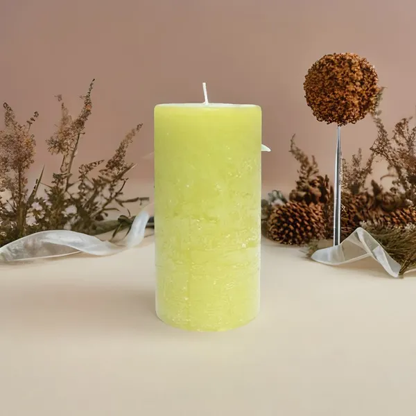 Lemon_Grass_Scented_Paraffin_Wax_Round_Pillar_Candle_|_(100-110_Hr)_(3x6_Inch)