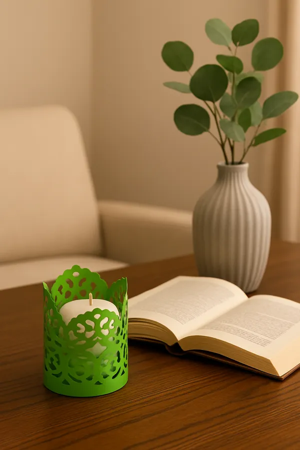 Green_Metal_Premium_&_Elegant_Candle_Holder_With_Pillar_Candle