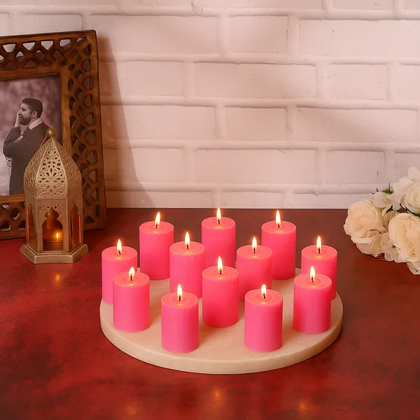 Pack_Of_12_Pink_Unscented_Paraffin_Wax_Cylindrical_Pillar_Candle_|_(8_Hr)_(1.5x2_Inch)