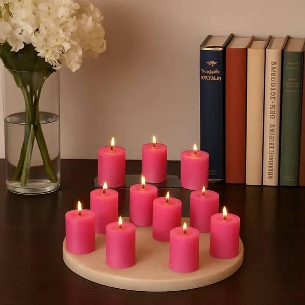 Pack_Of_12_Pink_Unscented_Paraffin_Wax_Cylindrical_Pillar_Candle_|_(8_Hr)_(1.5x2_Inch)