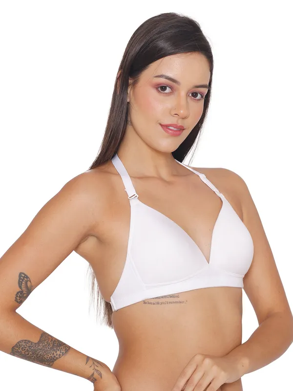 White_Lightly_Padded_Plunge_Neckline