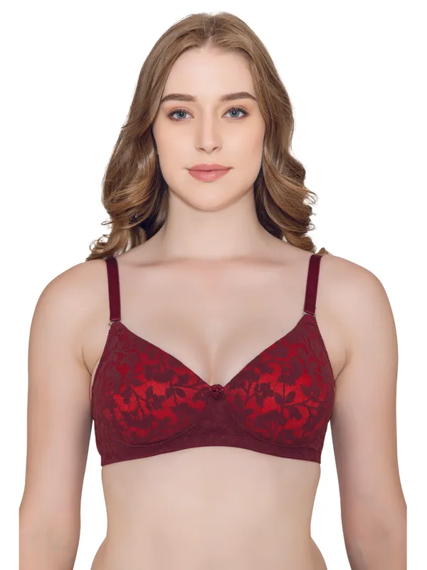 Maroon_Lightly_Padded_Floral_Lace_Set
