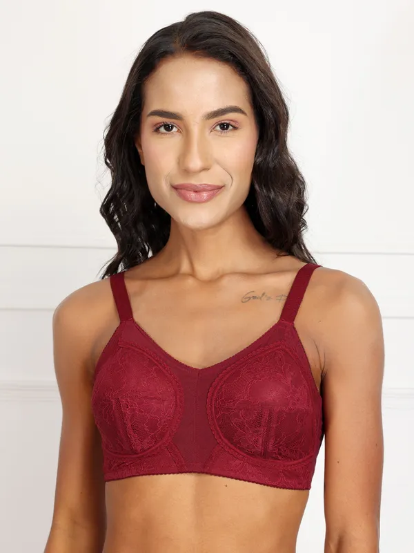 Maroon_Full_Support_Luxury_Lace_Minimizer_Non_Padded_Bra