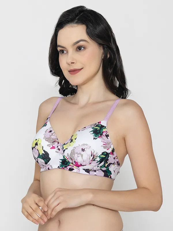 White_Floral_Lightly_Padded_Cotton_Print_Bra