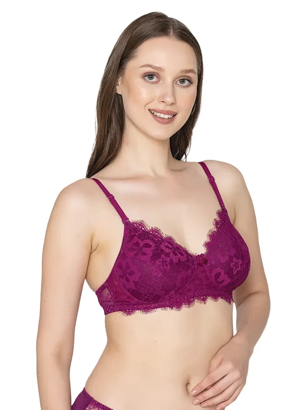 Wine_Lightly_Padded_Chantilly_Lace_Set