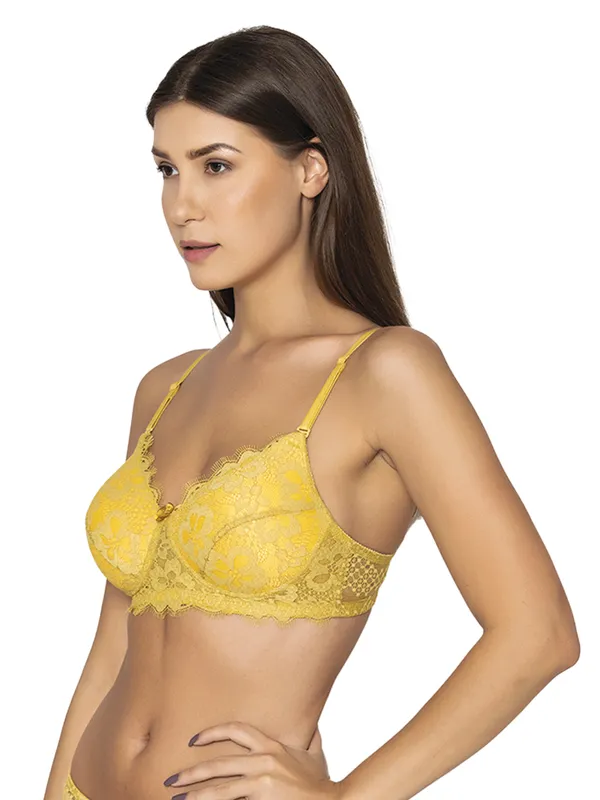Mustard_Lightly_Padded_Chantilly_Lace_Set