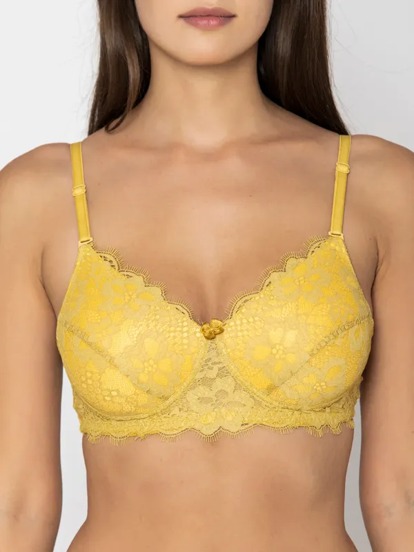 Mustard_Lightly_Padded_Chantilly_Lace_Set