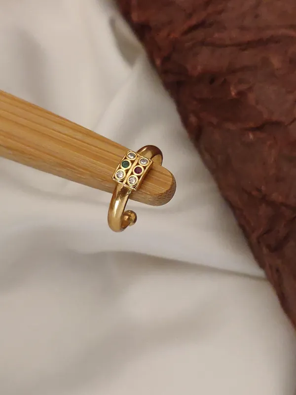 3_Pcs_Of_High_Gold_Plated_Rajal_Adjustable_diamond_rings_For_women