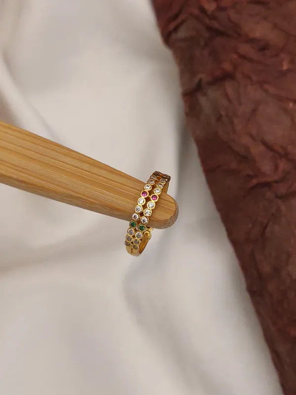 3_Pcs_Of_High_Gold_Plated_Ritu_Adjustable_diamond_rings_For_women