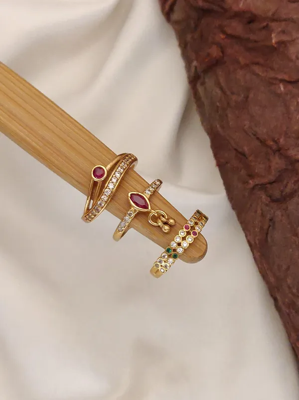 3_Pcs_Of_High_Gold_Plated_Vishwa_Adjustable_diamond_rings_For_women