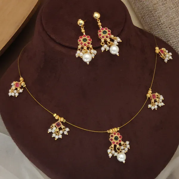 Gold_Royal_Emerald_Drop_Necklace_Set_Polki_Kundan_&_White_Pearl_Elegance_For_women