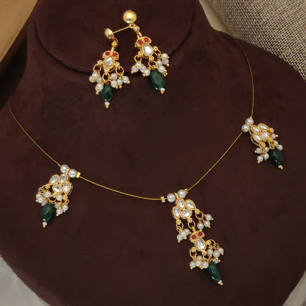 Gold_Royal_Emerald_Drop_Necklace_Set_Polki_Kundan_&_Green-White_Pearl_Elegance_For_women