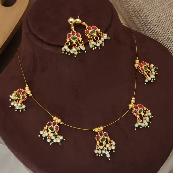Gold_Royal_Emerald_Drop_Necklace_Set_Polki_Kundan_&_Elegant_White_Pearl_Elegance_For_women
